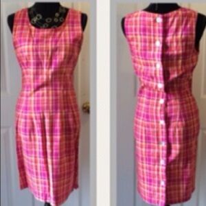 Vintage Pink retro check plaid sheath sleeveless dress spring summer Barbiecore